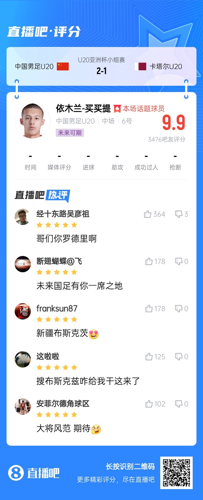  依木蘭+陳澤仕泰山中場連線！19歲依木蘭獲封：新疆布斯克茨！