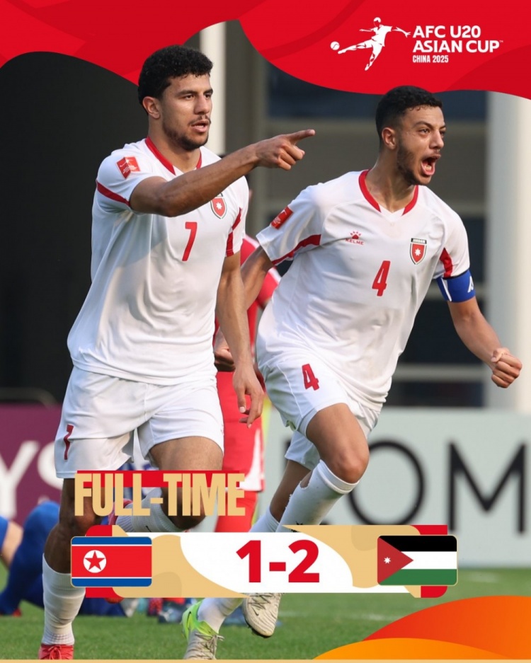  U20亞洲杯B組：朝鮮1-2不敵約旦，兩輪1分暫列B組末尾