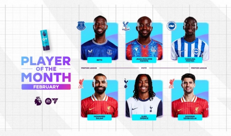  英超2月最佳候選：貝托、馬特塔、明特、薩拉赫、斯賓塞、索博