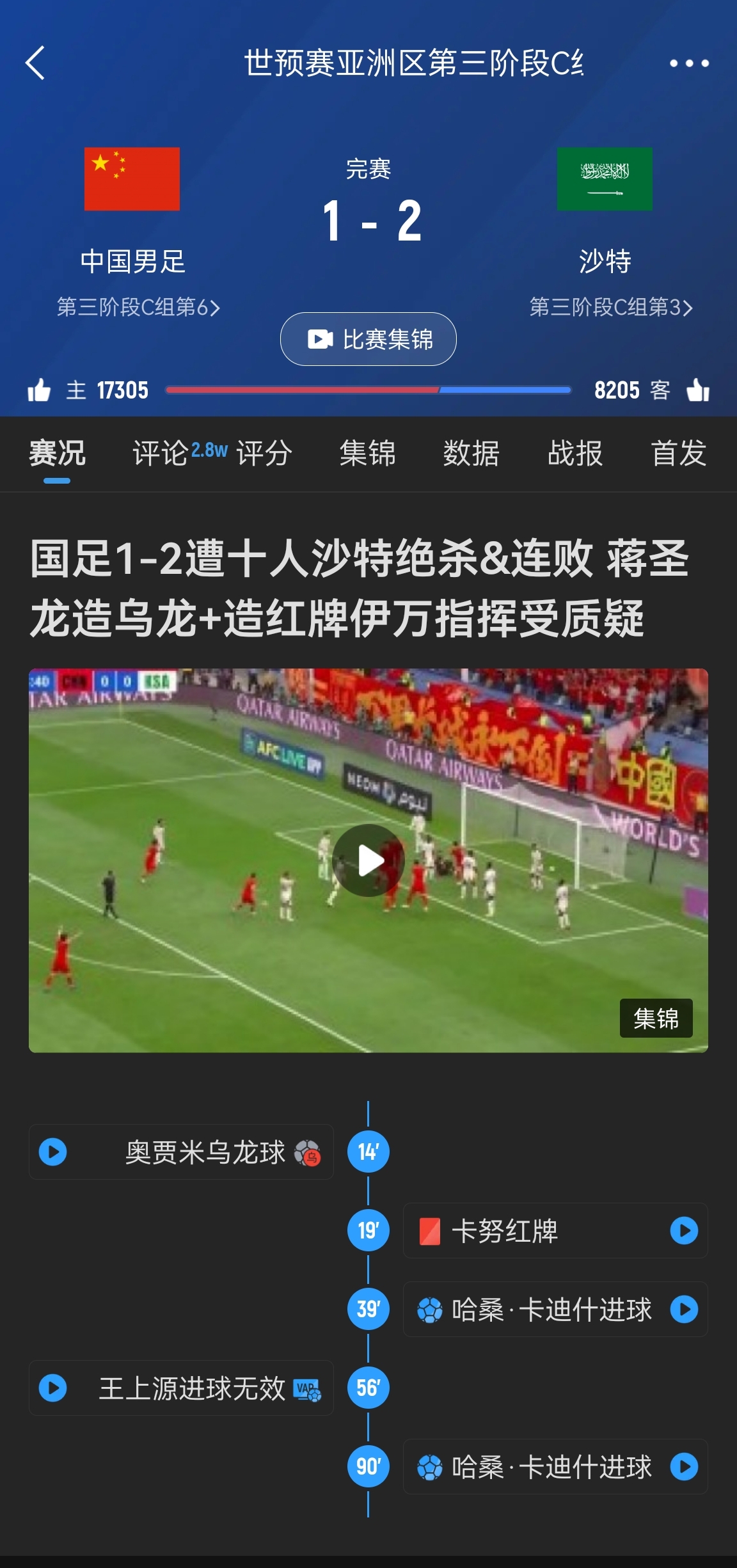  今天什么劇本？首戰(zhàn)沙特也是半場紅牌+蔣光太傷退，最后國足被翻