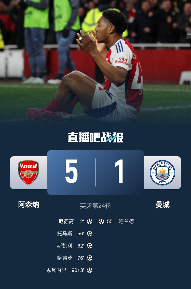  硬氣槍手無畏強敵！阿森納本賽季5-1碾壓曼城，3-0完勝皇馬