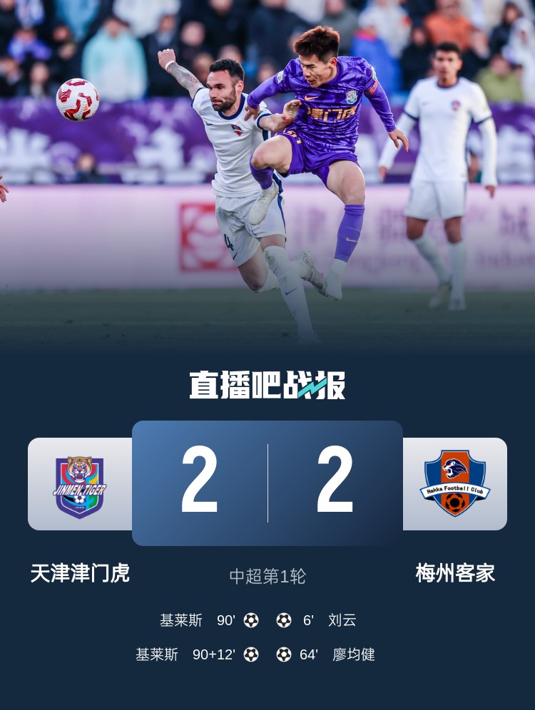  和風勁吹！今日下午中超4場比賽全部以平局收場